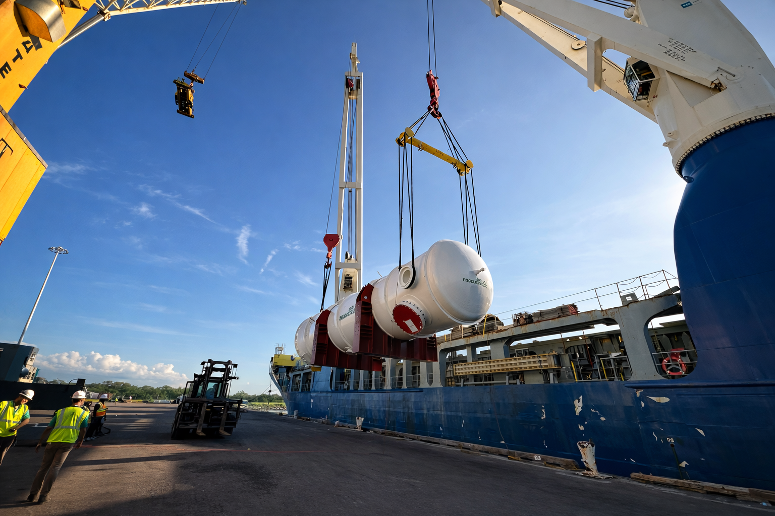 Industrial vessels crane loading operation